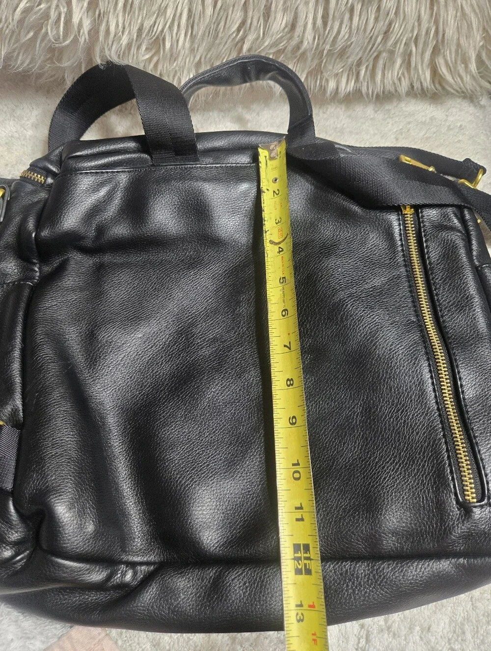 Fawn Design The Original Large Backpack Messenger Diaper Bag BLACK Vegan Leather